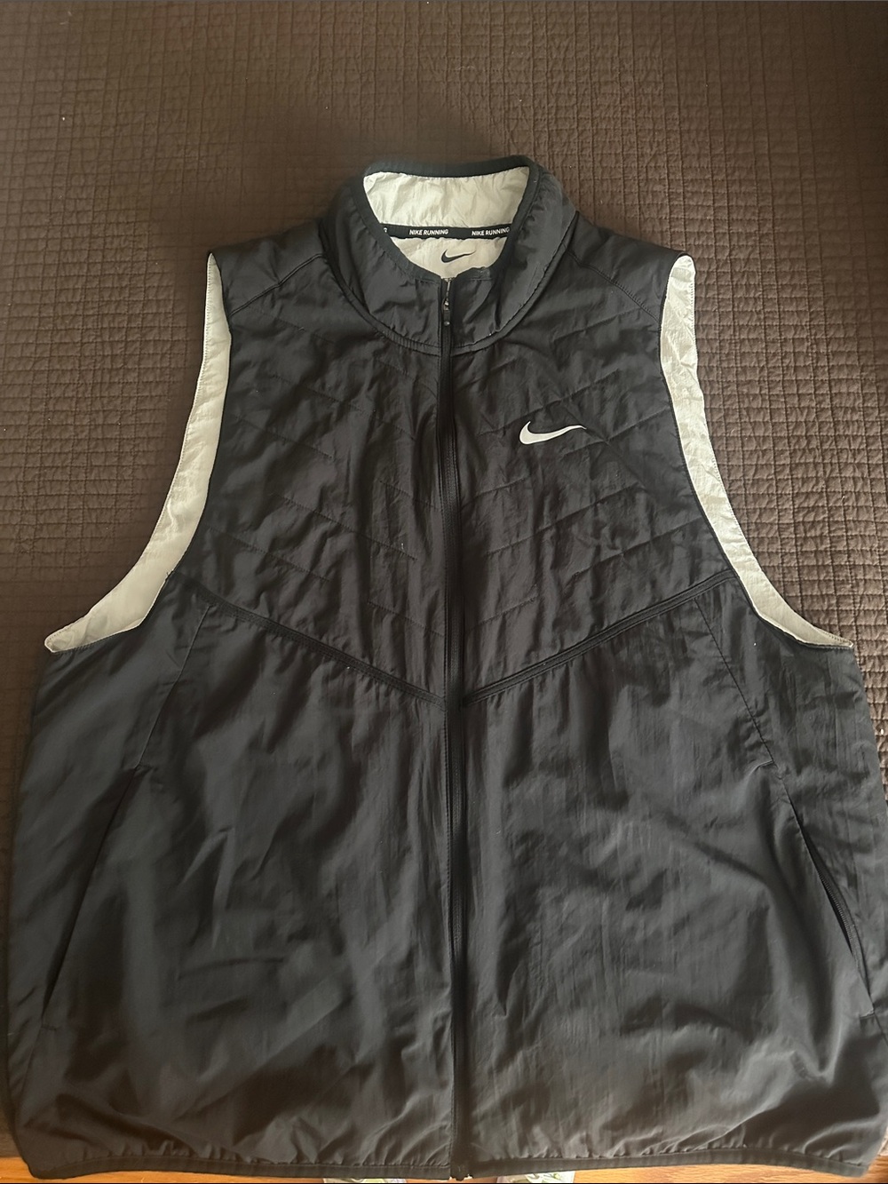 Nike Black Vest with White Trim Quilted Front